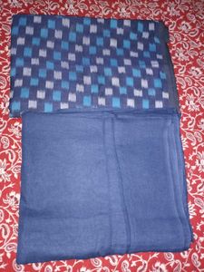 Blue And Multicolor Cotton Fabric For Kurta