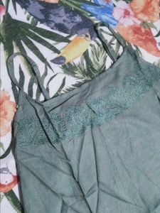 Green Lace Trim Cami Top