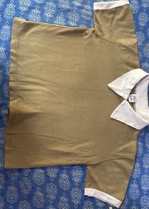 Cute Khaki T-Shirt with White Trim