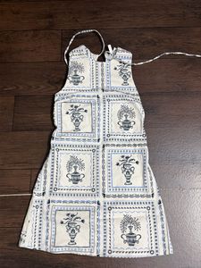 Blue Floral Print A-line Dress