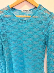 Beautiful Blue Lace Long Sleeve Top