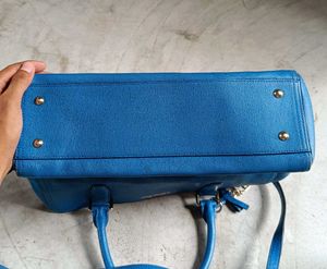 Brand NINA RICCI Vibrant Blue Leather Handbag OG