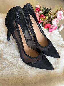 Mesh Detail Black Stiletto