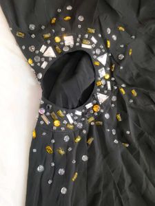 Black Embellished Strapless Dress