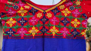 Embroidered Blue Maxi Dress