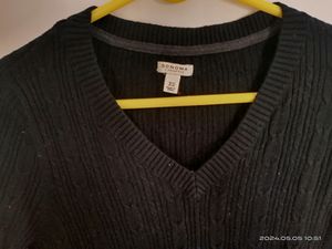 Sonoma Womens Black V neck Cable Knit Sweater