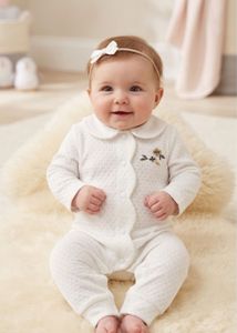 Adorable Baby Girl's White Romper