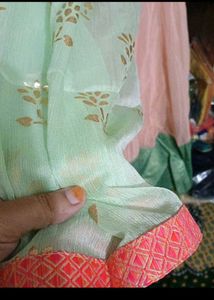 bust 42 Elegant Peach &amp; Mint Kurta Set