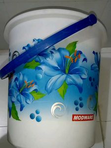 Blue Floral Plastic Bucket