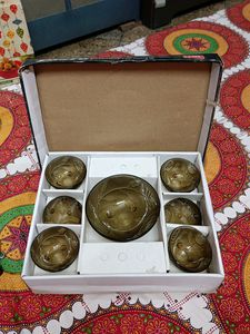 BLACK GLASS PUDDING SET