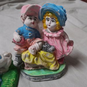 COMBO 2 Clay Idols Figurines Decorative Accessories Gift Showpiece Home Decor Clay Art Clay Dolls Matir Putul Disney Cartoon Decor Table Decor Romantic Love Decor Gifts For Couple