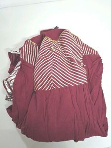 Maroon Anarkali Kurta with Golden Embellishments