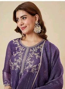 Elegant Purple Silk Kurti Set