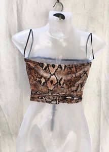 Snakeskin Print Strapless Wrap Top