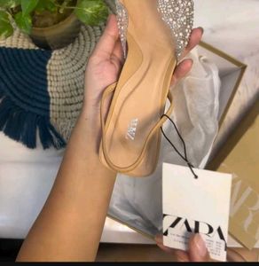 zara pearl Heels