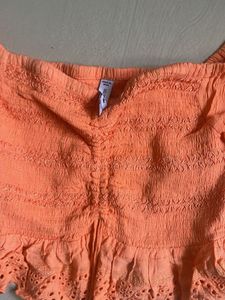 Orange Off-Shoulder Puff Sleeve Top