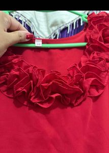 Stunning Red Floral Neckline Maxi Dress