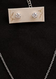 Silver Chain Necklace and Stud Earrings Set