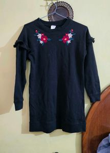 woolen Floral Embroidered Dress