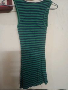 Green &amp; Navy Striped Tank Top