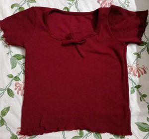 Red Ribbed Crop Top
