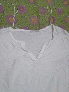 White Textured Long Sleeve Top