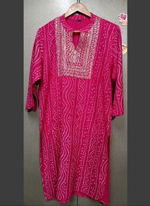 Bandhani Print Pink Kurta