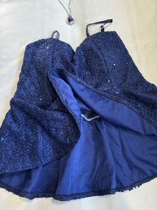 Navy Sequin Peplum Top