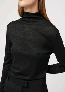Sparkly Black Turtleneck Top