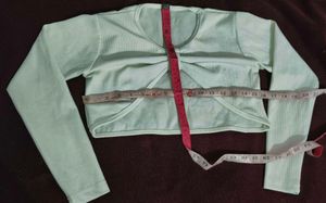sea Green Ribbed Bolero Top
