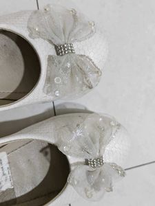 White Girls Ballet Flats with Bow