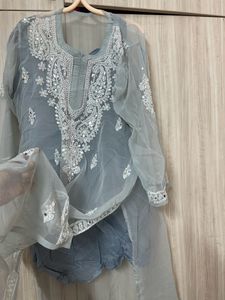 Mirror Work Chikankari Kurta