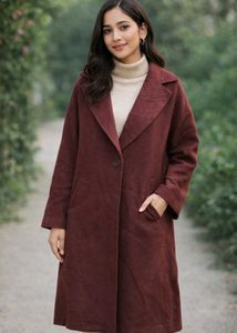 Burgundy Wool Blend Coat