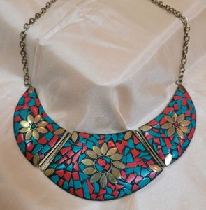 Boho Tribal Mosaic Statement Necklace