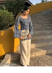 Stylish Printed Bell Sleeve Kurta