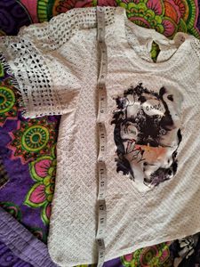 White Lace T-Shirt with Graphic