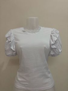 White Puff Sleeve T-Shirt