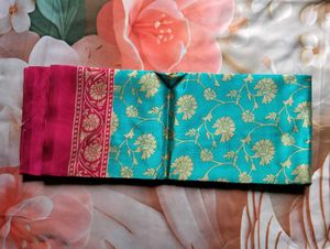 Elegant Turquoise Blue Floral Woven Saree with Mag
