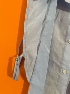 Chic Blue Collared Detachable Blouse