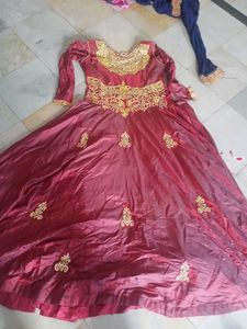 Elegant Maroon Embroidered Anarkali Gown