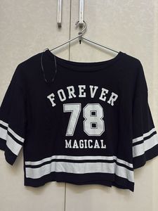 Black "Forever 78 Magical" Crop Top