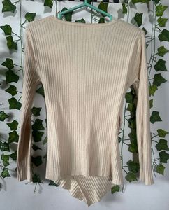 Off-Shoulder Cream Knit Top