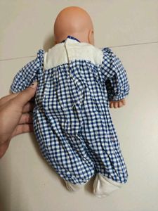 Cute Baby Doll with Blue Gingham Outfit