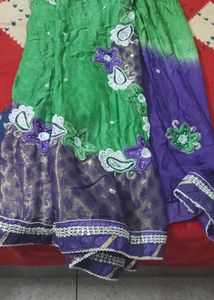 Purple and green ready to wear saree