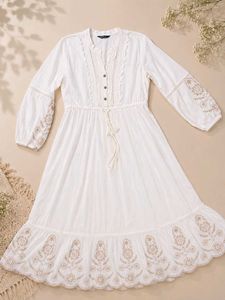 Elegant White Embroidered Midi Dress