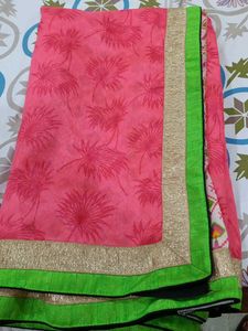 Pink cotton saree