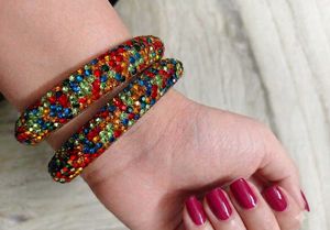 Vibrant Crystal Bangle Set