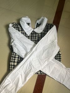 Chic Tweed Dress with White Collar