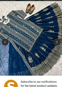 Elegant Blue Lehenga Choli Set unstiched skirt