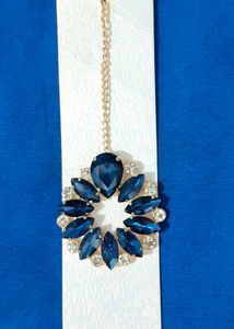 Elegant Blue Stone Maang Tikka and earing